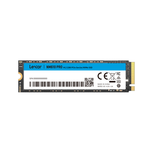 LEXAR NM610 PRO 1TB M.2 2280 PCIE GEN3X4, READ UP TO 3300MB/S, WRITE UP TO 2600MB/S, 3Y